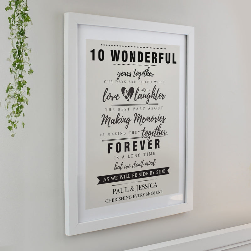 Personalised Anniversary White Poster Frane