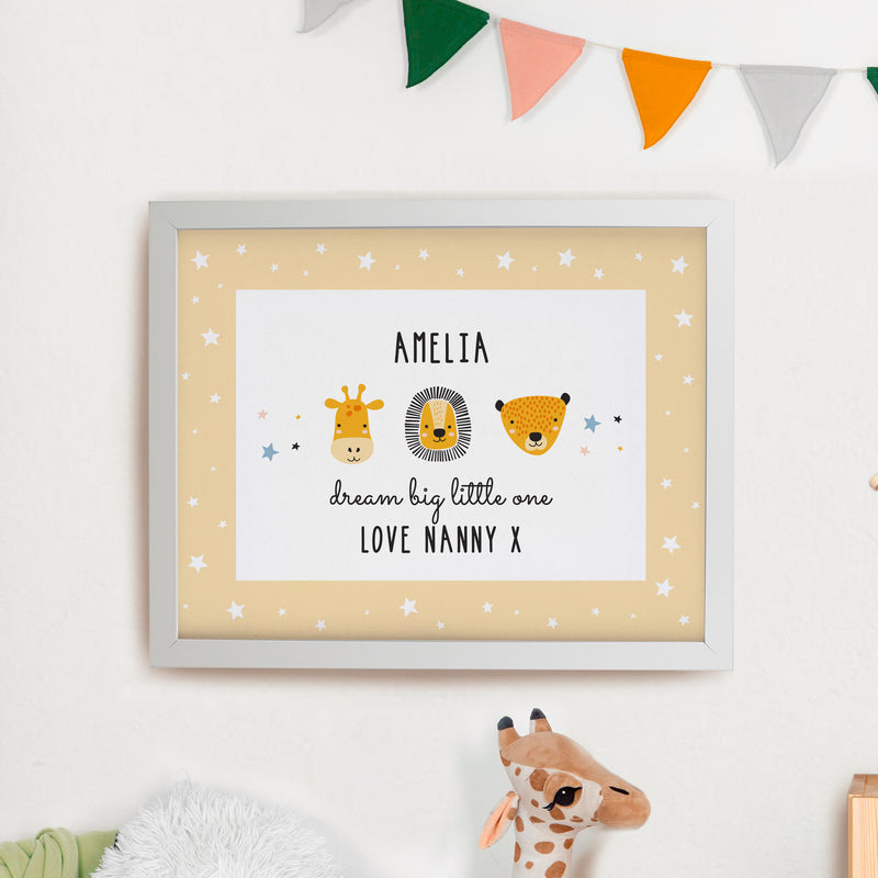 Personalised Scandi Animals White Poster Frame