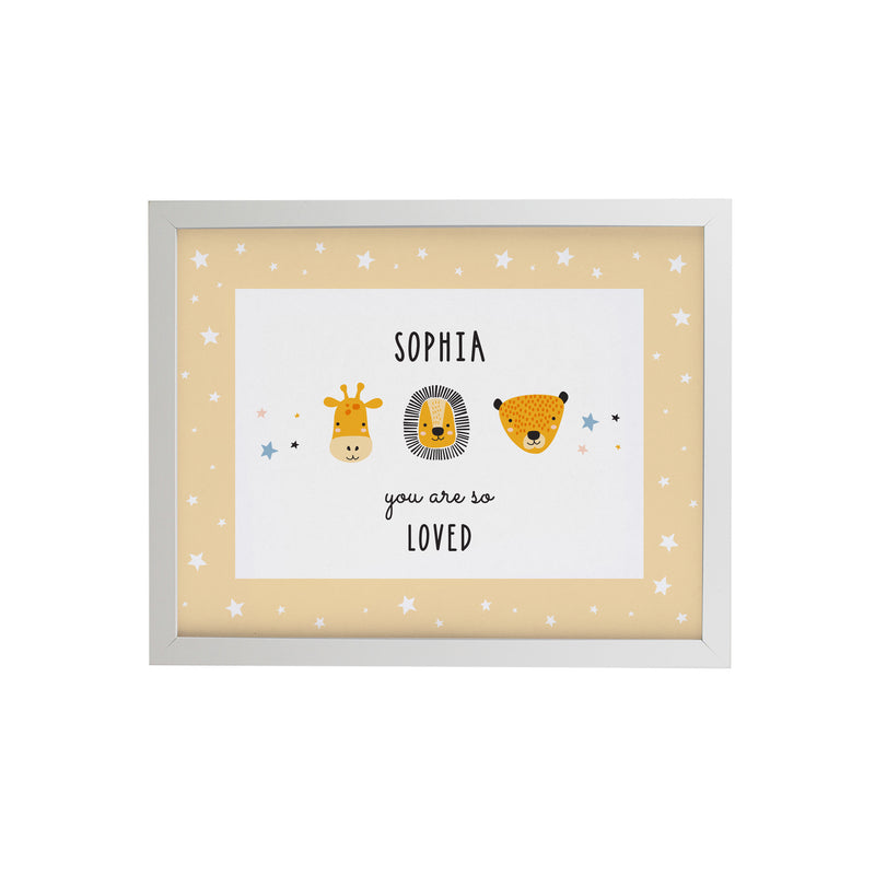 Personalised Scandi Animals White Poster Frame