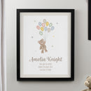 Personalised Teddy Balloon Black Poster Frame