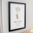 Personalised Teddy Balloon Black Poster Frame