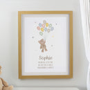 Personalised Teddy Balloon Oak Poster Frame