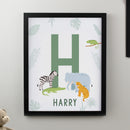 Personalised Animal Initial Black Poster Frame