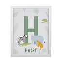 Personalised Animal Initial White Poster Frame