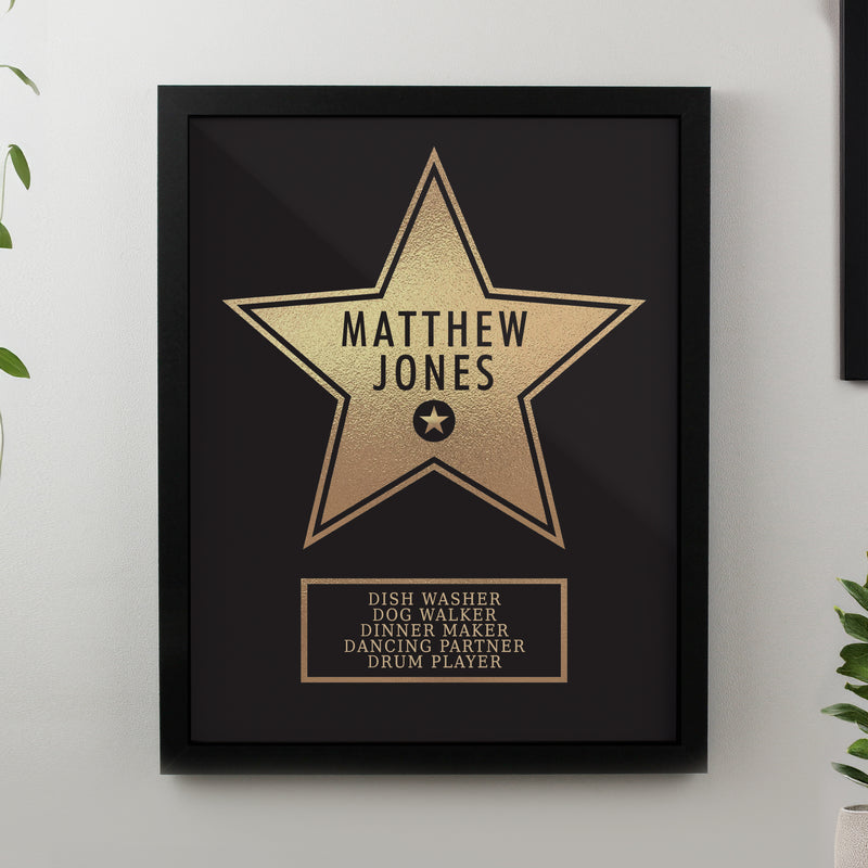 Personalised Star Award Black Poster Frame