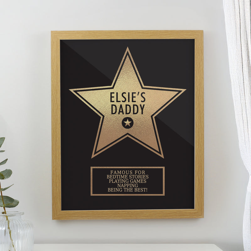Personalised Star Award Oak Poster Frame