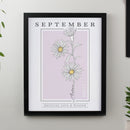 Personalised Birth Flower Black Poster Frame
