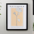 Personalised Birth Flower Black Poster Frame