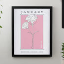 Personalised Birth Flower Black Poster Frame