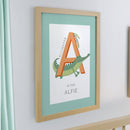 Personalised Animal Alphabet Oak Poster Frame