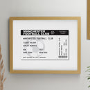 Personalised Football Ticket Oak Poster Frame