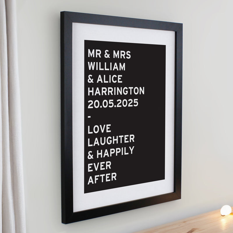 Personalised Typography Black Poster Frame