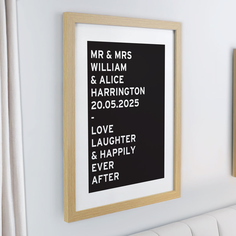 Personalised Typography Oak Poster Frame
