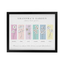 Personalised Birth Flower Family of 6 Black Framed Print