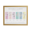 Personalised Birth Flower Family of 6 Oak Framed Print