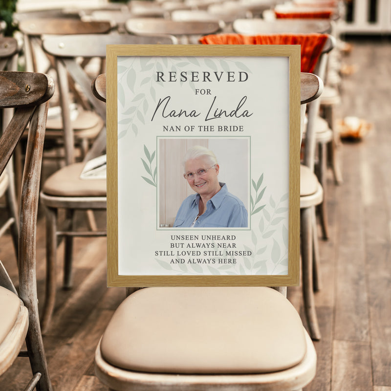Personalised Reserved For Photo Upload Oak Poster Frame