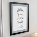 Personalised Botanical Black Poster Frame