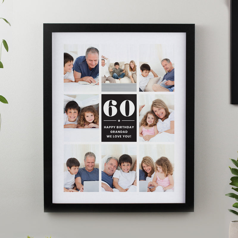 Personalised Big Number Multi Photo Upload Black Poster Frame