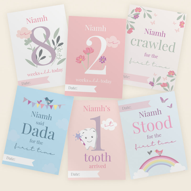 Personalised Fairy Princess Baby Milestone Cards