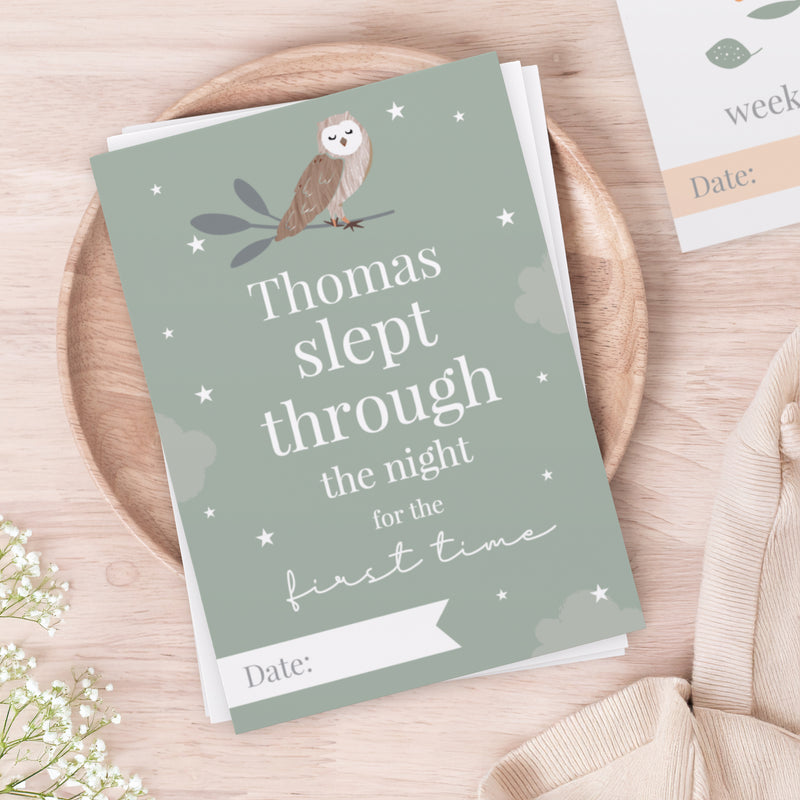 Personalised Woodland Animals Baby Milestone Cards