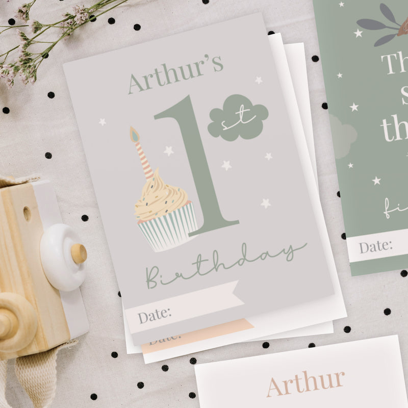 Personalised Woodland Animals Baby Milestone Cards
