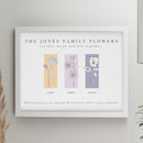 Personalised Birth Flower Family of 3 White Framed Print