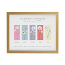 Personalised Birth Flower Family of 5 Oak Framed Print