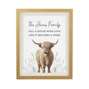 Personalised Highland Cow Oak Poster Frame