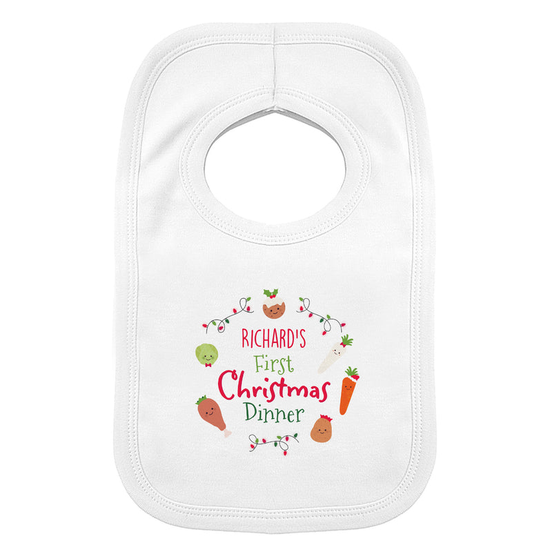 Personalised 'First Christmas Dinner' Bib