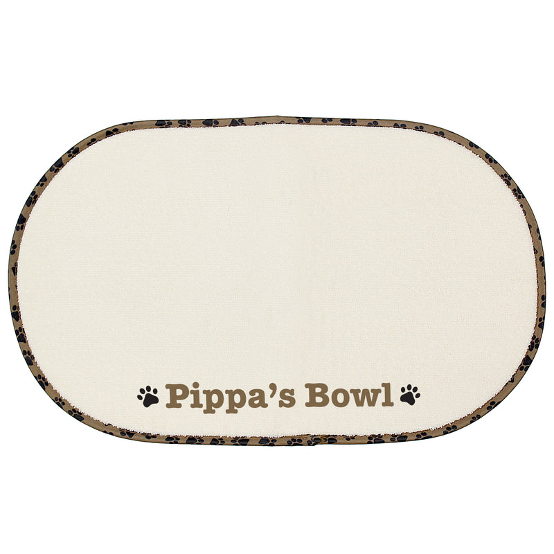 Personalised Microfibre Paw Print Pet Bowl Mat