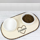 Personalised Heart Microfibre Pet Bowl Mat