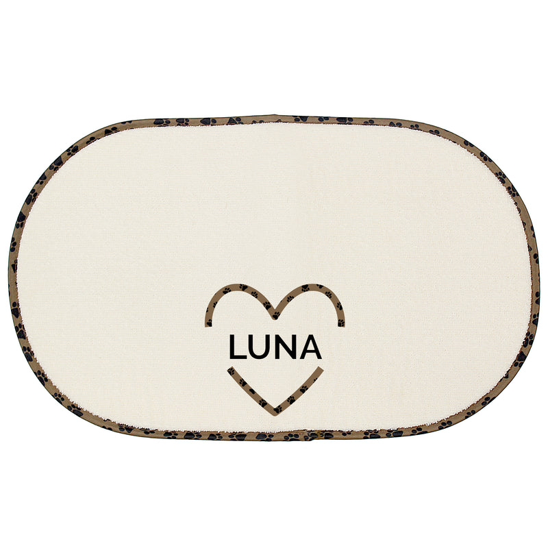 Personalised Heart Microfibre Pet Bowl Mat