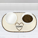 Personalised Heart Microfibre Pet Bowl Mat