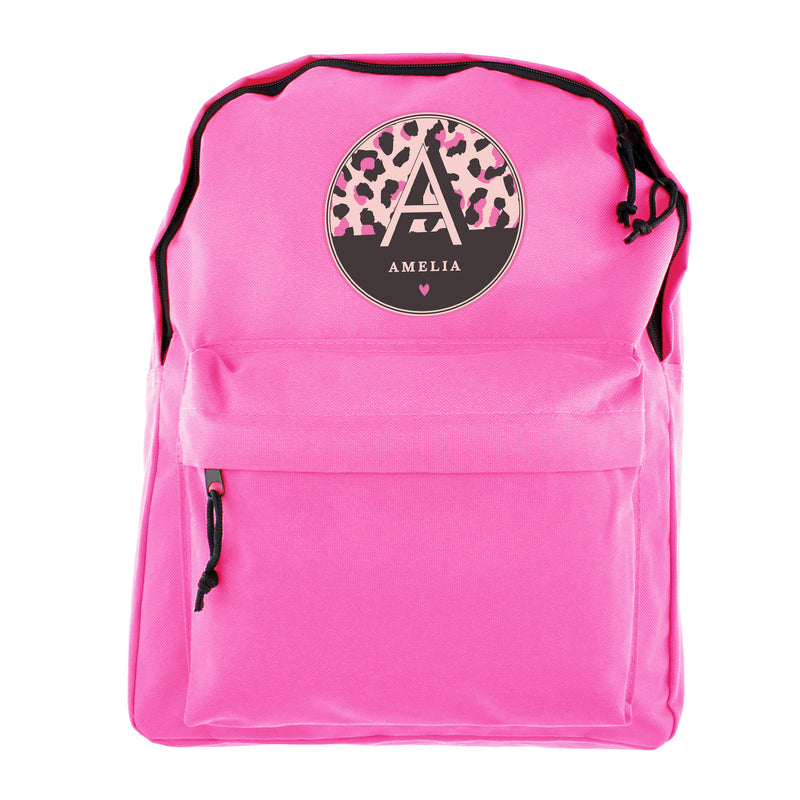 Personalised Leoprd Print Pink Backpack
