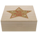 Personalised Christmas Star Large Wooden Keepsake Box
