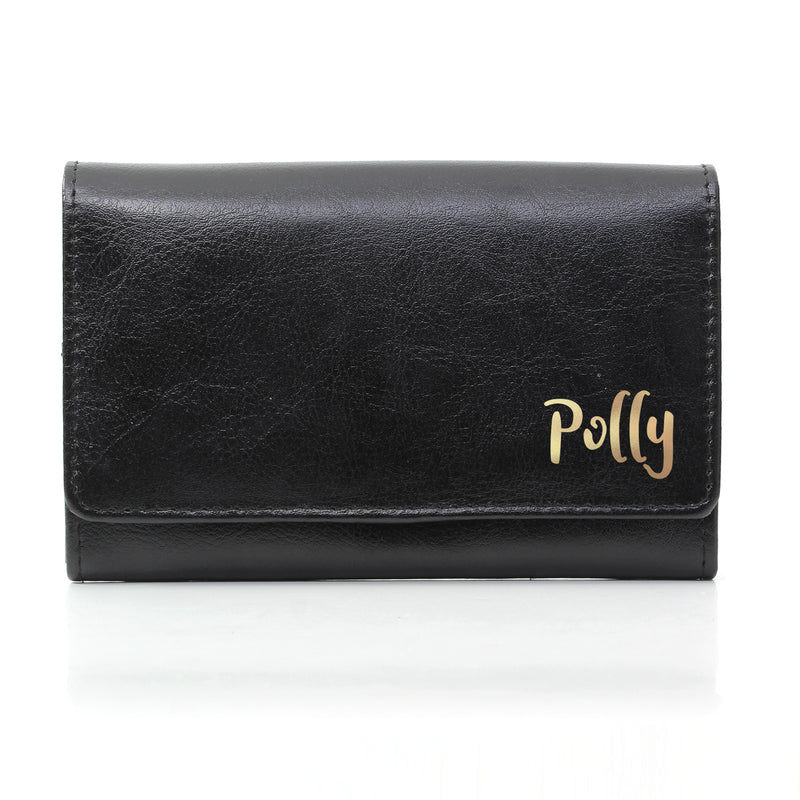 Personalised Black Leather Purse