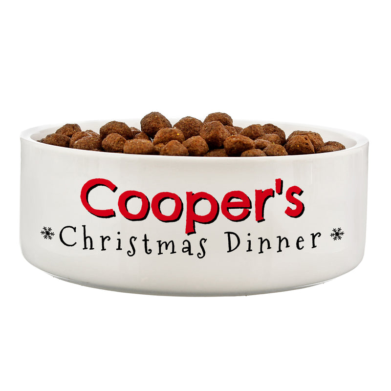 Personalised Christmas Dinner 15cm Medium Pet Bowl