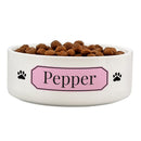 Personalised Pink Plaque 15cm Medium Pet Bowl