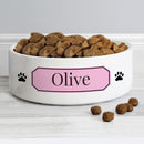 Personalised Pink Plaque 15cm Medium Pet Bowl