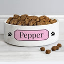 Personalised Pink Plaque 15cm Medium Pet Bowl