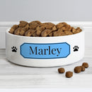 Personalised Blue Plaque 15cm Medium Pet Bowl