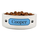 Personalised Blue Plaque 15cm Medium Pet Bowl