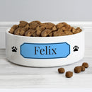 Personalised Blue Plaque 15cm Medium Pet Bowl