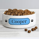 Personalised Blue Plaque 15cm Medium Pet Bowl