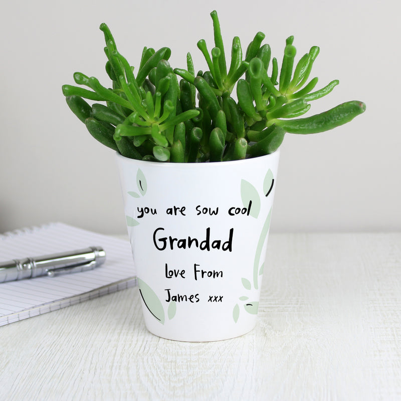 Personalised Free Text Botanical Plant Pot