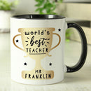 Personalised Best Teacher Black Handled Mug