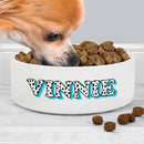 Personalised Blue Spots Name 14cm Medium Pet Bowl