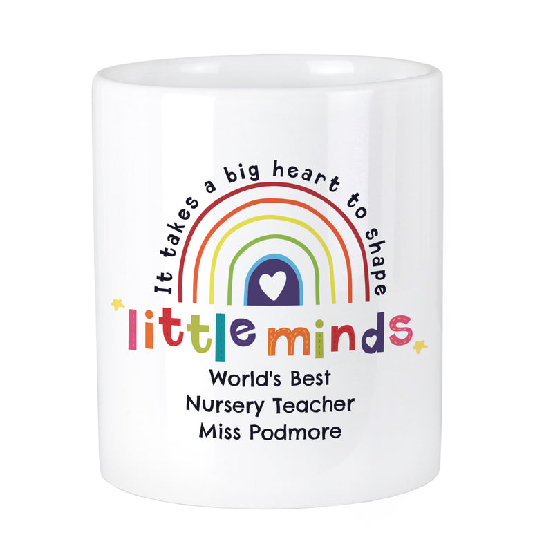 Personalised Shape Little Minds Teachers Ceramic Storage Pot