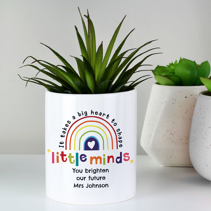Personalised Shape Little Minds Teachers Ceramic Storage Pot