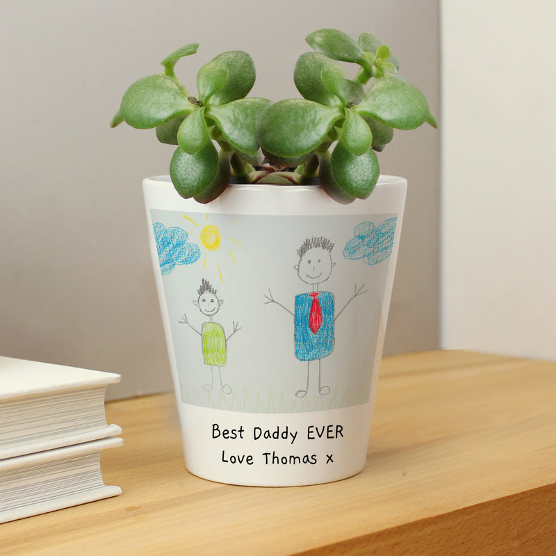 Personalised Childrens Drawing Photo Upload Plant Pot